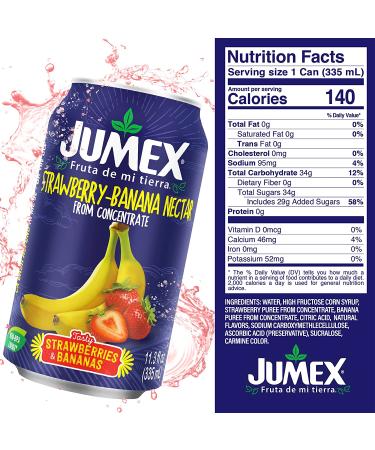Jumex Guava & Strawberry-Banana Nectar Fridge Pack | 11.3 Fl Oz (Pack of 12) | Recyclable Cans, Non-BPA Lining - Buy Online on SooperMarket.com