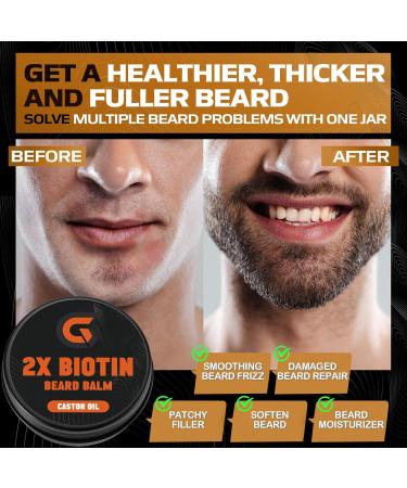 2X Biotin Beard Balm - Vegan Mustache Softener & Leave-In Conditioner | Natural Hair Growth Cream for Men - 2 Oz - Buy Online on SooperMarket.com