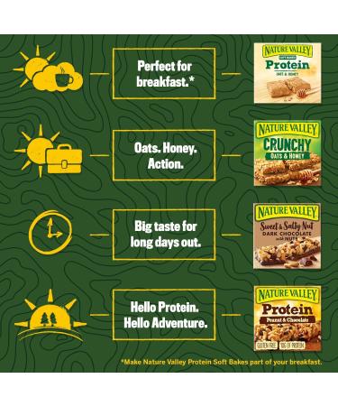 Nature Valley Protein Peanut & Chocolate Gluten Free Cereal Bars 4 x 40g (Pack of 8 total 32 Bars) & Crunchy Granola Bars Variety Pack of 40 Bars - Buy Online on SooperMarket.com
