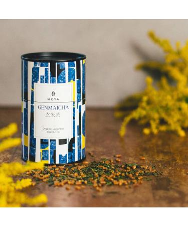 Organic Moya Gr n-Tee Genmaicha 60g - Loose Leaf Green Tea with Roasted Rice | Vegan-Friendly Japanese Genmai Cha | Gift-Ready Multicolored Metal Can - Buy Online on SooperMarket.com
