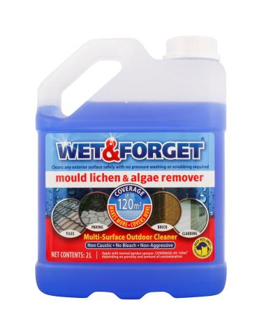 Wet & Forget Mould Lichen & Algae Remover Outdoor Cleaning Solution Black Mould Remover Bleach Free 2 Litre 2 l (Pack of 1) Single