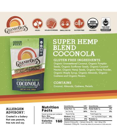 GrandyOats Organic Coconut Granola Variety Pack Coconola - Gluten Free, Paleo Friendly, Grain Free - 9oz Bags, Bulk Pack of 3 - Buy Online on SooperMarket.com