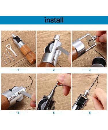 12 Pieces Leather Sewing Awl Kit with Accessories Set - Hand Stitcher Tool, Needles, Thread Spools - for Leather & Fabric - Buy Online on SooperMarket.com