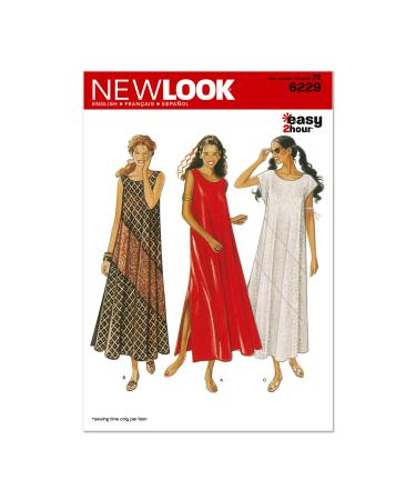 Simplicity U06229A New Look Easy to Sew Misses' Sleeveless Dress Sewing Patterns Kit, Code 6229, Sizes 8-18
