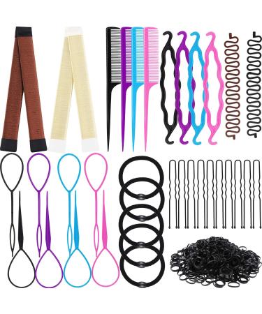 536 Pieces Hair Braiding Tools Include French Twist Bun Makers DIY Hair Styling Tool Kit French Centipede Braiders Hair Bobby Pins Elastic Hair Ties Mini Rubber Bands Assorted styles