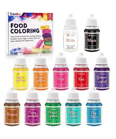 Food Coloring Set 12 Colours x 10ml Cake Food Coloring Liquid Set Food Coloring for Baking Cake Decorating Food Grade Food Color Dye for Fondant Icing Slime Making DIY Supplies Kit-0.35 Fl. oz/Bottles