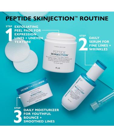 Peter Thomas Roth Peptide Skinjection Exfoliating Peel Pads | Smoothing Expression Lines & Wrinkles | Fragrance-Free Alcohol-Free All Skin Types - Shop Internationally - Buy Online on SooperMarket.com