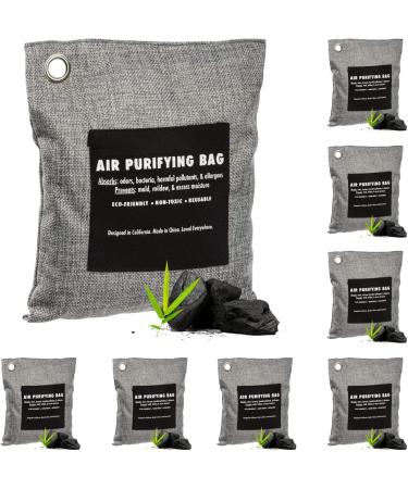 Litepak Odor Absorbing Bags - 8 XL Bags - Activated Charcoal Odor Eliminator for Car Home Office (8 x 200g)
