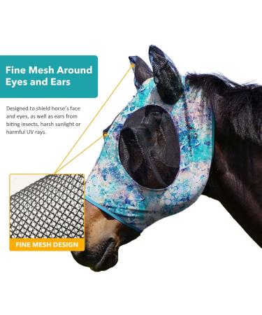 Harrison Howard Super Comfort Stretchy Fly Mask - Large Eye Space UV Protection Breathable - Medium Green Water Color (M) - Buy Online on SooperMarket.com