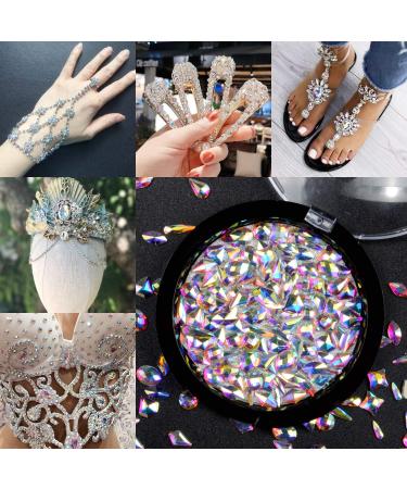 Warmfits AB Crystal Rhinestones Set - 1840pcs Nail Art Gems for DIY Crafts & Jewelry - Iridescent Clear Multi-Shape Rhinestones for Nails, Phones, Clothes & More - Buy Online on SooperMarket.com