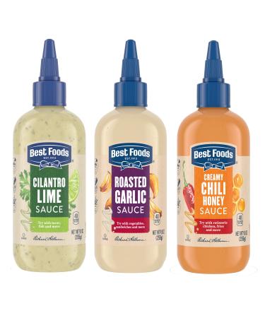 Best Foods Drizzle Sauce for A Refreshing Condiment, Dip, Drizzle and Dress Mixed Variety Pack Gluten Free, Dairy Free, No Artificial Flavors, No High-Fructose Corn Syrup 9 oz Pack of 3