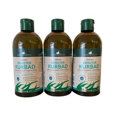 Herbal Bath Eucalyptus Set of 3 Bath Additive Bubble Bath Spa Bath with Essential Oils Herbal Bath Herbamedicus 3 x 500ml