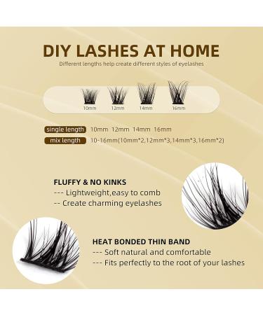 120 Clusters D Curl Wide Stem DIY Eyelash Extension Kit - 10-16mm Soft Fluffy False Lashes - W08# (08-mix) - Buy Online on SooperMarket.com