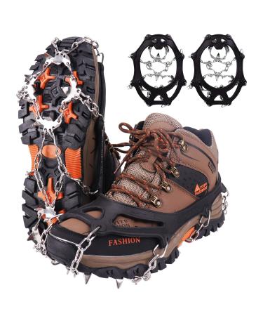 Win.Max crampons Gr del Eisspikes shoe claws with19 stainless steel teeth spikes spikes shoe claws bigger ice spikes for climbing mountaineering trekking high altitude winter outdoor black XL