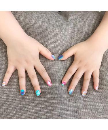 Siusio 120pcs Children Acrylic Fake Nails - Press On Glitter Gradient Nail Art Kits for Girls - Mermaid Beach Series - Buy Online on SooperMarket.com