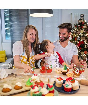 60Pcs Christmas Cake Decorations Edible Cupcake Toppers Santa Claus Snowman Reindeer Elf Christmas Tree Christmas Wreath Gingerbread Christmas Cupcake Topper Wrappers For Xmas Party Supplies Multicolour - Buy Online on SooperMarket.com