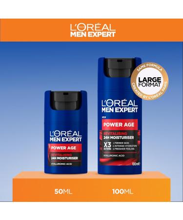 NEW L'Or al Men Expert Power Age Moisturiser Hydrating & Revitalising Hyaluronic Acid Moisturiser for Men designed for Ageing Dry & Dull Skin 100ml 100 ml (Pack of 1) - Buy Online on SooperMarket.com