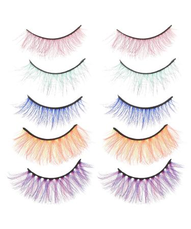 FOMIYES 20 Pairs Colored False Eyelashes Synthetic Fiber Eyelash Handmade Eyelash Makeup Eyelashes Rainbow Eyelashes Luxurious Eyelashes Fake Lashes Color Lashes Imitation 5d Set Soft 1 Count (Pack of 1) Assorted Color 4x4pcs