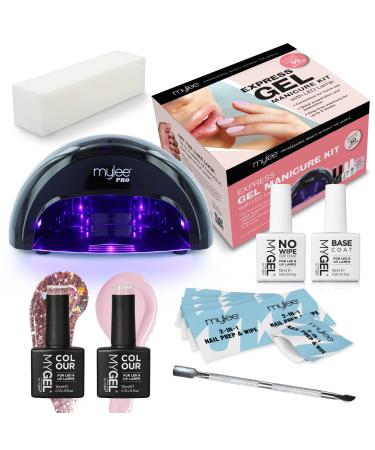 Mylee Essentials Gel Nail Polish LED Lamp Kit 2x MYGEL Colours No Wipe Top & Base Coat Mylee PRO Salon Series LED Lamp Prep & Shine Wipes