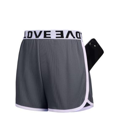 Zaclotre Girls Running Shorts with Pockets Solid Workout Gym Sport Wear Basketball Biker Soccer Shorts for Kids Grey 11-12 Years