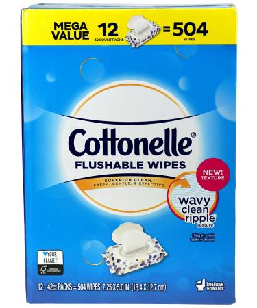 Cottoelle Flushable Cleansing Cloths, 8 Pound 504 Count (Pack of 1)
