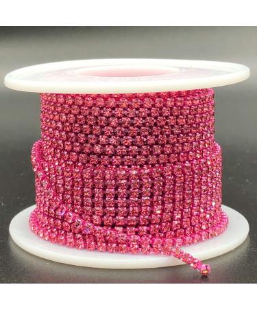 Towenm 1 Roll 10 Yards Rhinestone Chain  2mm Crystal Rhinestones Close Chain Roll  Sew on Crystal Rhinstone Chain Trim  Crystal Claw Cup Chain (Rose  SS6 / 2mm) Rose SS6 / 2mm