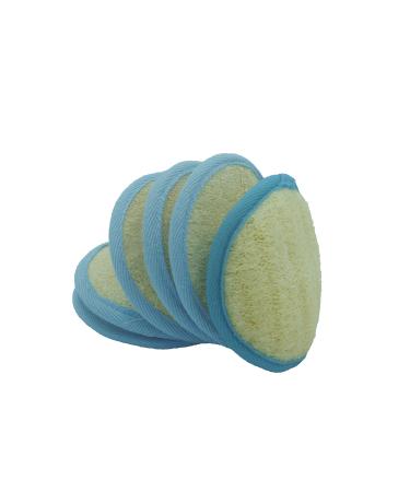 (6 Pack) Exfoliating Loofah Facial Cleaning Pad in Pure Natural and Organic Luffa Loofa and Soft Bamboo Terry Material with Hook and Elastic Hand Strap-Scrubber Brush