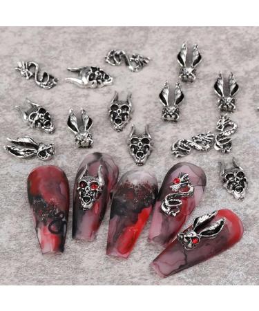 RUNRAYAY 28pcs 3D Halloween Nail Charms Cross Chrome Metal Nail Art Charm Vintage Gothic Retro Punk Skulls Mixed for Manicure Craft DIY Nail Art Decoration Accessories with a Box - Buy Online on SooperMarket.com