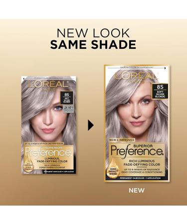 L'Oreal Paris Superior Preference 8S Soft Silver Blonde Hair Dye - Fade-Defying + Shine Formula - Buy Online on SooperMarket.com