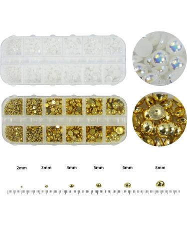 5060 PCS Gold Flatback Pearls and Rhinestones Kit for Nails and Crafts - Rhinestones and Pearls Embellishments for Makeup, Shoes, Clothes, and Accessories - Buy Online on SooperMarket.com