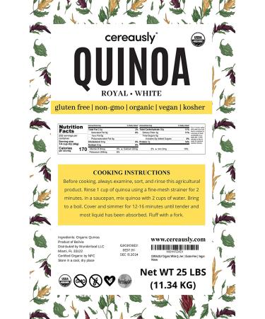 Organic Bolivian White Quinoa Bulk - 25Lbs | Restaurants & Wholesale | Non-GMO | Royal Quality - Buy Online on SooperMarket.com