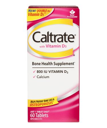 Caltrate with Vitamin D3 (60 Count) 600 mg Calcium Vitamin D3 Bone Health Supplement