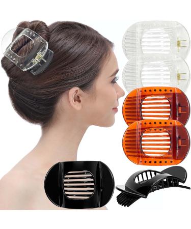 RC Roche 6 pieces large teeth thick hair slipping hair clip hair clip women girls large transparent brown black 1 piece (6 -pack) transparent black white