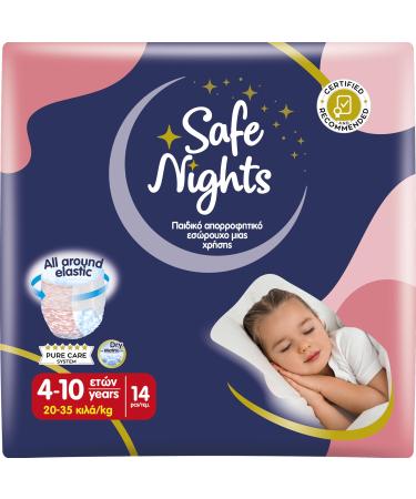 Babylino Safe Nights Girl absorbent night pants for girls 4-10 years (20-35 kg) 14 units Girl Taglia M (Confezione da 14)