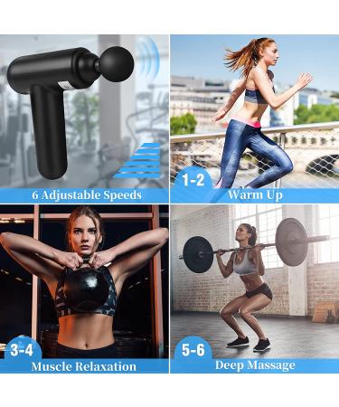 Skcoipsra Massage Gun for Back & Neck Pain Relief - 6 Speeds Electric Therapy Gun for Athletes - Father's Day Gift for Men & Women - Lightweight Muscle Massager - Black - Buy Online on SooperMarket.com