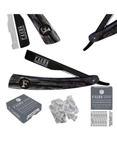 100 BLADES + Facn Professional Wooden Straight Edge Barber Razor - Salon Quality Shavette - Buy Online on SooperMarket.com