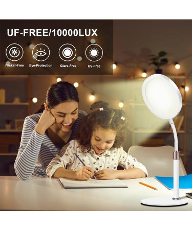 Happy Lamp 10000 Lux Desk Sun Lamp with 360 Adjustable Gooseneck & 3 Colors & 10 Brightness Levels for Reading/Office/Home small - Buy Online on SooperMarket.com