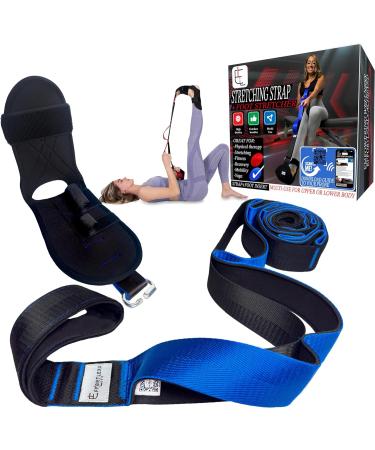 EFFORTLEXX LIFE Stretching Strap with loops and attachable foot, leg stretcher - BLUE - 10 Loops