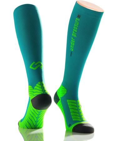 Runattack Sport Compression Stockings 18-21mmHg - High Performance Running Socks for Size 35-38 (Calf 28-38cm) - Petrol Color - Buy Online on SooperMarket.com