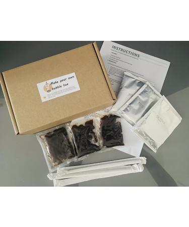 Bubble Tea Make Your Own Kit 3 Flavours 3 Jumbo Straws Tapioca Ball Pearls Gift make your own gift set box bigger packets start set easy to make gift present