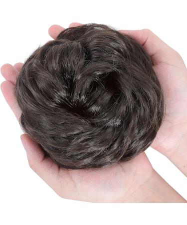 Thick Messy Curly Hair Bun Extension | Synthetic Updo Scrunchie - Brown 45g Reddish Brown - Buy Online on SooperMarket.com
