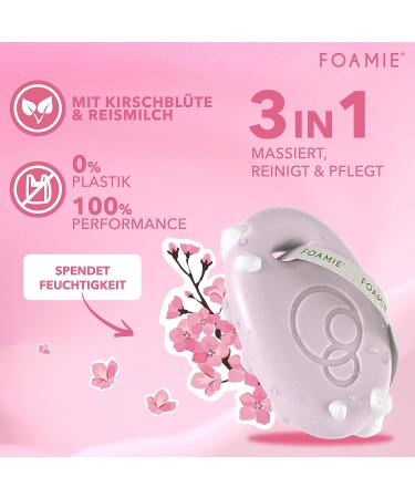 Foamie Solid Shower Gel - Cherry Blossom & Rice Milk | Vegan Plastic-Free 80g | Rich Care for Dry Skin - Buy Online on SooperMarket.com