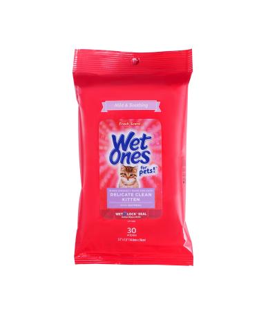 Wet Ones for Pets Delicate Clean Kitten Wipes for Cats for Cats Cat Grooming Wipes, Mild & Soothing Cat Wipes, Pet Grooming Wipes, Kitty Wipes, Cat Bathing Wipes 30 Count