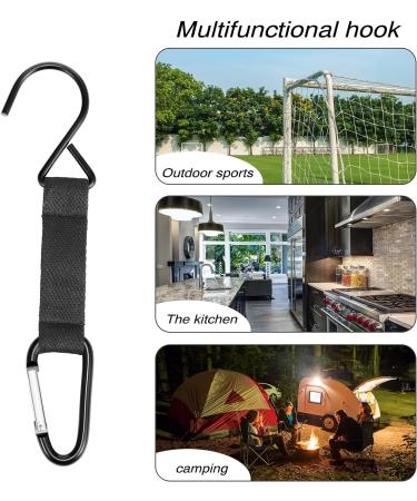 4 Pieces Baseball Fence Hooks with Nylon Safety Buckles - Multifunctional Metal Hooks for Hanging Water Cup, Backpack - Ideal for Softball and Outdoor Sports Equipment - Black - Buy Online on SooperMarket.com