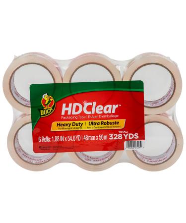 Duck HD Clear Heavy Duty Packing Tape Refill, 6 Rolls, 1.88 Inch x 54.6 Yard, (441962) 6 Rolls, 54.6 yds Refill