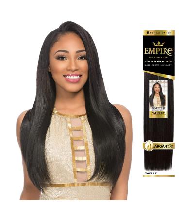 Sensationnel Empire Yaki weave hair - virgin Human hair extensions Yaki texture hair for weaving and sew in styles - Straight Yaki 1 pack (10 inch  1B) 10 Inch 1B