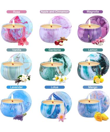 Fragrance Candles Gift Set for Women - 9 Piece 100% Soy Wax Travel Tin Candles for Stress Relief - Perfect Birthday & Mother's Day Gifts - Buy Online on SooperMarket.com