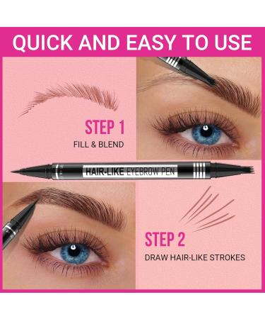 iMethod Microblading Eyebrow Pen - 2-in-1 Dual-Ended Pencil for Natural Hair-Like Brows All-Day Wear Dark Brown - Buy Online on SooperMarket.com