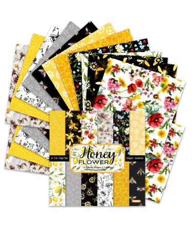 Scrapbook Paper  24 Sheets Craft Scrapbooking Paper Pad 6x6 Floral Scrapbook Paper Single-Side Print 160gsm Card Making Paper Supplies for Junk Journal Decorative Photo Album Art Craft Die Cutting 6x6 Flower
