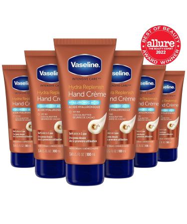 Vaseline Intensive Care Hand Cream Moisturizer 3.4 Fl Oz - Pack of 6 | Hyaluronic Acid, Vitamin B3, Cocoa Butter | For Dry Hands - Hydra Replenish - Buy Online on SooperMarket.com
